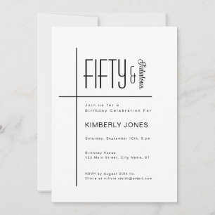 Invitación Fiesta de cumpleaños cincuenta y fabuloso moderno 