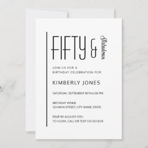 Invitación Fiesta de cumpleaños cincuenta y fabuloso moderno 