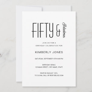 Invitación Fiesta de cumpleaños cincuenta y fabuloso moderno 
