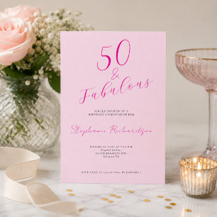 Invitación Fiesta de cumpleaños cincuenta y fabuloso Pink Scr