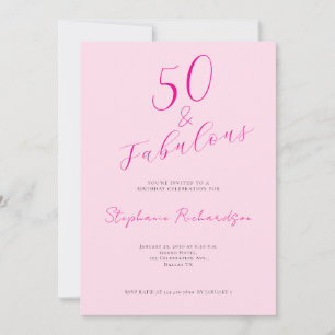 Invitación Fiesta de cumpleaños cincuenta y fabuloso Pink Scr