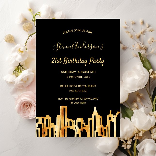Invitación Fiesta de cumpleaños ciudad de oro negro (Subido por el creador)