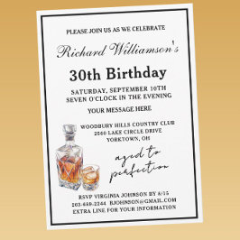 Invitación Fiesta de cumpleaños clásica de 30 años para hombr