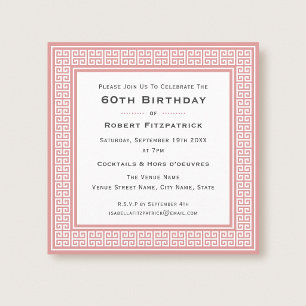 Invitación Fiesta de cumpleaños clásica de cualquier edad ros