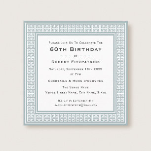 Invitación Fiesta de cumpleaños clásica griega gris para cual