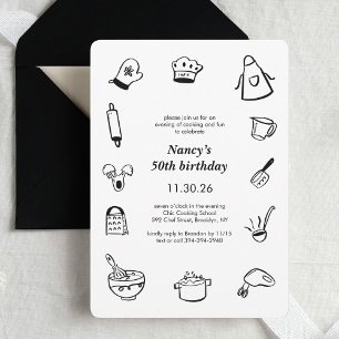 Invitación Fiesta de Cumpleaños Cocinando Chef Dibujado a Man