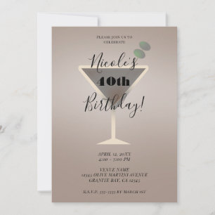 Invitación Fiesta de Cumpleaños Cóctel Glam Martini de Aceitu