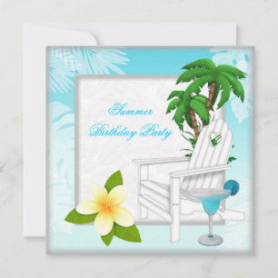 Invitación Fiesta de Cumpleaños Cóctel Piscina de Playa de Ve