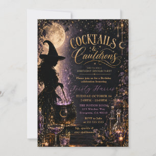 Invitación Fiesta de Cumpleaños Cócteles y Calderos