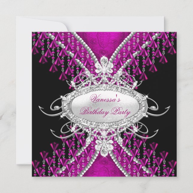 Invitación Fiesta de Cumpleaños Colas de Diamante de Pluma Ne (Anverso)