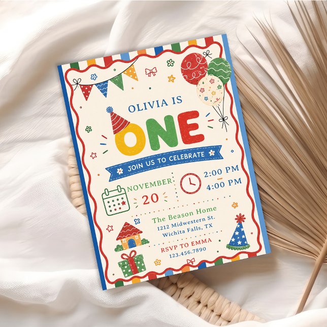 Invitación Fiesta de cumpleaños Color Pop ONE (Subido por el creador)