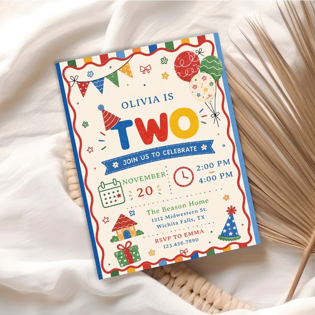 Invitación Fiesta de cumpleaños Color Pop TWO (Subido por el creador)
