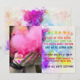 Invitación Fiesta de Cumpleaños Color Run