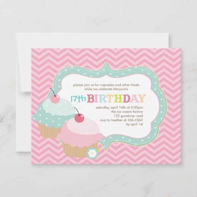 Invitación Fiesta de cumpleaños colorida (Anverso)