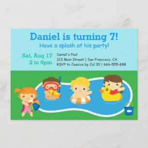 Invitación Fiesta de Cumpleaños Colorida con Piscina de Splas