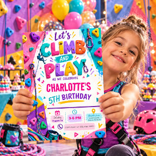 Invitación Fiesta de Cumpleaños Colorida de Escalada en Roca