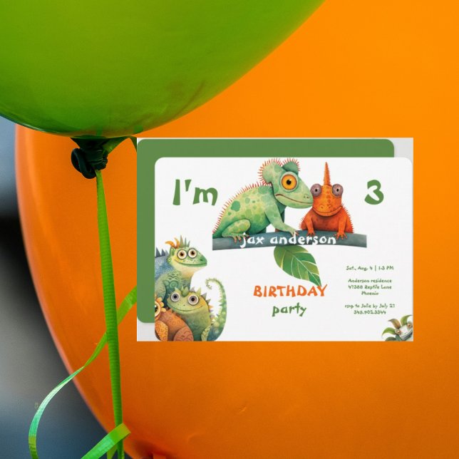 Invitación Fiesta de Cumpleaños Colorida de Lagarto (Subido por el creador)