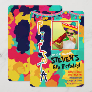 Invitación Fiesta de Cumpleaños Colorida de Pintura Fotos par
