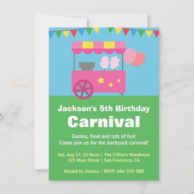 Invitación Fiesta de cumpleaños colorida del carnaval del (Anverso)