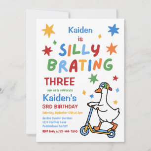 Invitación Fiesta de cumpleaños colorida del niño ganso tonto
