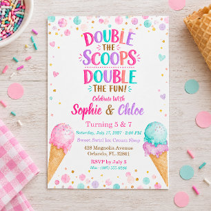 Invitación Fiesta de Cumpleaños Compartido con Doble Ración d