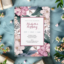 Fiesta de Cumpleaños con Acuarela Floral de Jardín