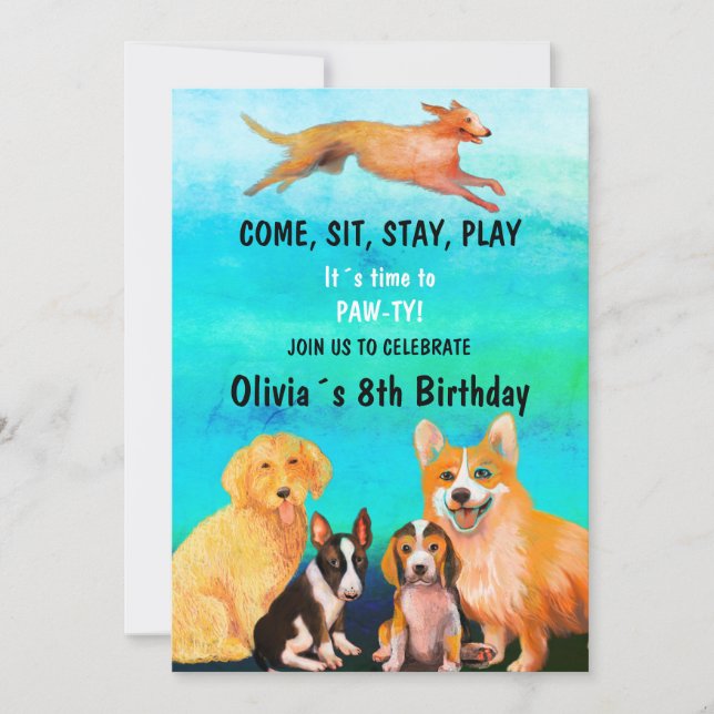 Invitación Fiesta de cumpleaños con amigos de DOGGY (Anverso)