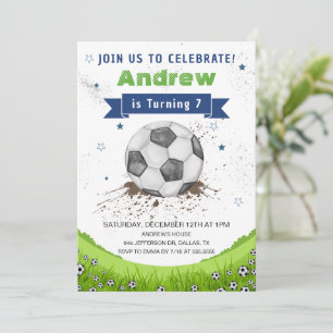 Invitación Fiesta de Cumpleaños con Balón de Fútbol
