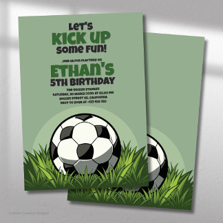 Invitación Fiesta de Cumpleaños con Balón de Fútbol Let's Kic