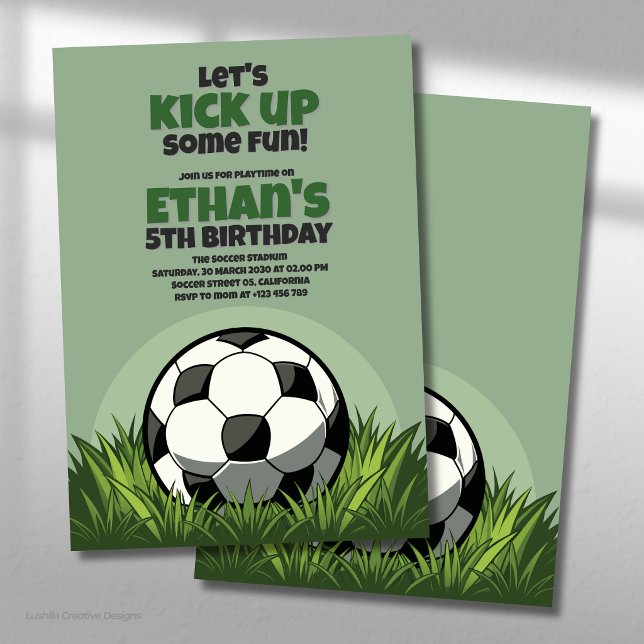 Invitación Fiesta de Cumpleaños con Balón de Fútbol Let's Kic (Subido por el creador)