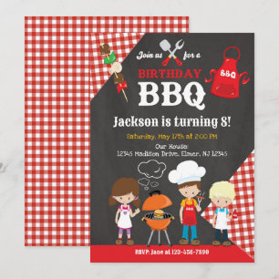 Invitación Fiesta de cumpleaños con barbacoa en el patio tras