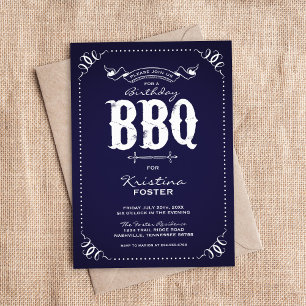 Invitación Fiesta de cumpleaños con barbacoa rústica de color