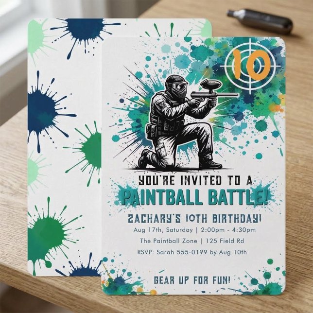 Invitación Fiesta de cumpleaños con batalla de paintball para (Subido por el creador)