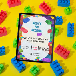 Invitación Fiesta de cumpleaños con bloques para niños 