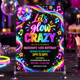 Invitación Fiesta de cumpleaños con bola de discoteca de bril