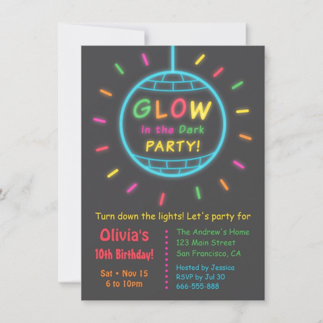 Invitación Fiesta de cumpleaños con bola de discoteca que bri (Anverso)