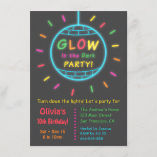 Invitación Fiesta de cumpleaños con bola de discoteca que bri