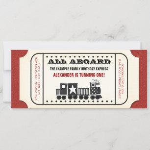 Invitación Fiesta de cumpleaños con boleto de tren vintage