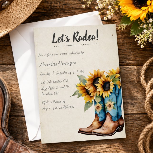 Invitación Fiesta de Cumpleaños con Botas de Vaquero Rústicas (Subido por el creador)