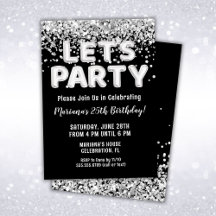 Fiesta de Cumpleaños con Brillo de Plata Negro