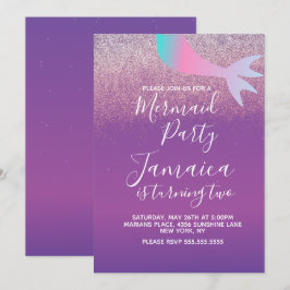 Invitación Fiesta de Cumpleaños con Brillo Falso de Sirena Om