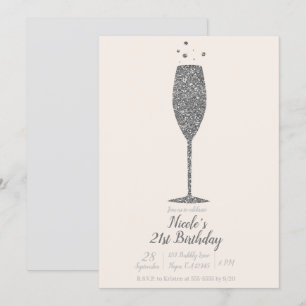 Invitación Fiesta de Cumpleaños con Burbujas de Champán y Bri