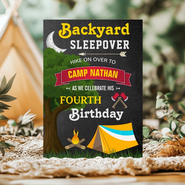 Invitación Fiesta de Cumpleaños con Campamento en el Patio Tr (Subido por el creador)