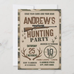 Invitación Fiesta de cumpleaños con camuflaje de caza persona