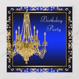 Invitación Fiesta de cumpleaños con candelabro de damasco dor