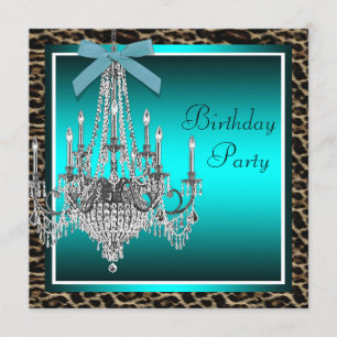 Invitación Fiesta de cumpleaños con candelabro de leopardo az
