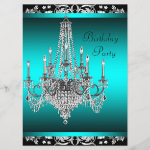 Invitación Fiesta de cumpleaños con candelabro de seda negro 