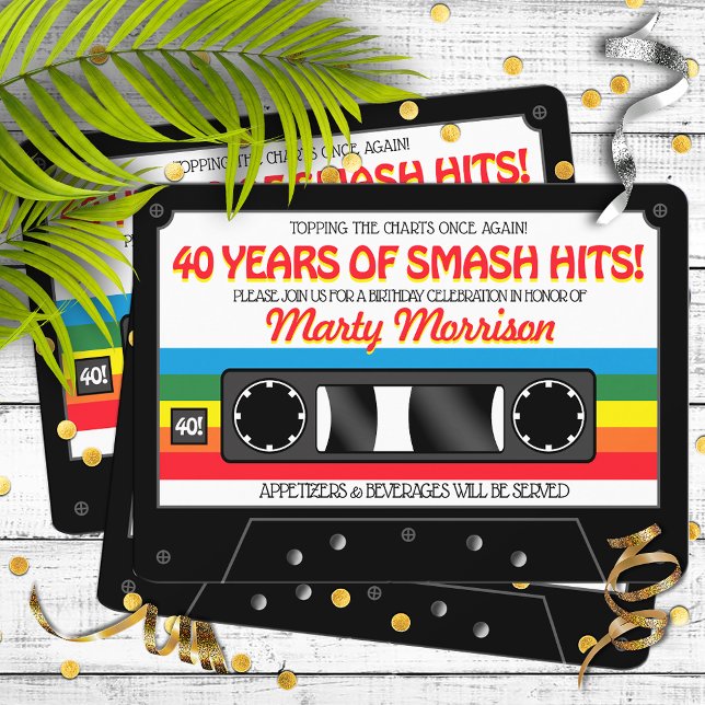 Invitación Fiesta de cumpleaños con cassette retro de los 80 (Subido por el creador)