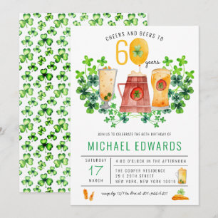 Invitación Fiesta de cumpleaños con cervezas por San Patricio
