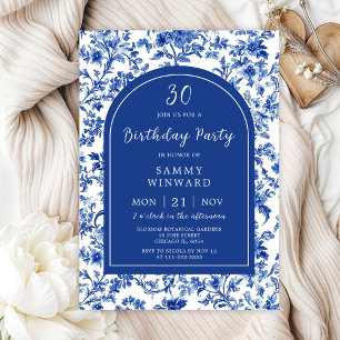 Invitación Fiesta de Cumpleaños con Chinoiserie Antigua Delft